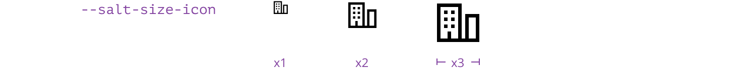 Example of an icon in three scaled sizes